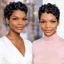 VCK Short Human Hair Wigs for Black Women Short Curly Human Hair Wigs Pixie Cut Wigs for Women Black Wigs Brazilian Remy Human Hair Glueless Full Machine Made Natural Black Color