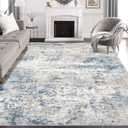 DMOYEST Area Rug Living Room Rugs - 9x12 Abstract Large Soft Indoor Washable Rug Neutral Modern Low Pile Carpet for Bedroom Dining Room Farmhouse Home Office - Blue