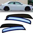 Blue LED Side Marker Lights For Chrysler 300 2015 2016 2017 2018 2019 2020 2021 2022 2023 Front Rear Bumper Fender Smoked Lens Sidemarker Lamp Accessories