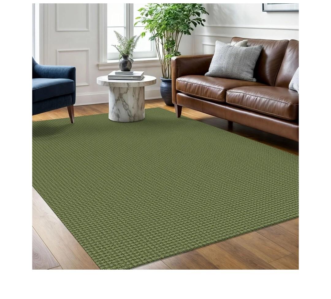 Ivissy Braided Area Rug 5x7 Ft Washable Rugs for Living Room Non Slip Bedroom Rugs Boho Dining Room Rug Cotton Living Room Woven Floor Carpet for Nursery Playroom, Green
