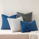 MIULEE Navy Blue Faux Fur Decorative Throw Pillow Covers 16x16 Inch Set of 2 Super Soft Cozy Plush Cushion Cases Luxury Fluffy Pillowcases for Sofa Couch Bed Living Room