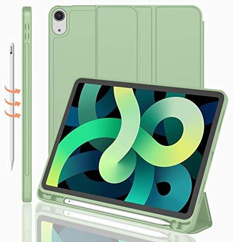 iMieet iPad Air 11 Inch Case M3(2025) / M2 (2024), iPad Air 5th/4th Generation Case 2022/2020 10.9 Inch with Pencil Holder,Trifold Stand Smart Case with Soft TPU Back(Matcha Green)