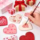 Marsui 36 Pcs Valentine's Day Gifts Wooden Heart Ornaments DIY Hanging Ornaments with Rope and 12 Piece Letter Patches 3.5" Wooden Heart Crafts for Gifts Valentines Day Tree Party Wedding Decoration