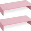 TEAMIX Pink Monitor Riser-20L inch, Wood Monitor Stand for Desk, Sturdy TV/Screen/PC/Printer/Laptop Riser,Computer Shelf with Storage TV Holder for Home Office (Pink, 20 inch)