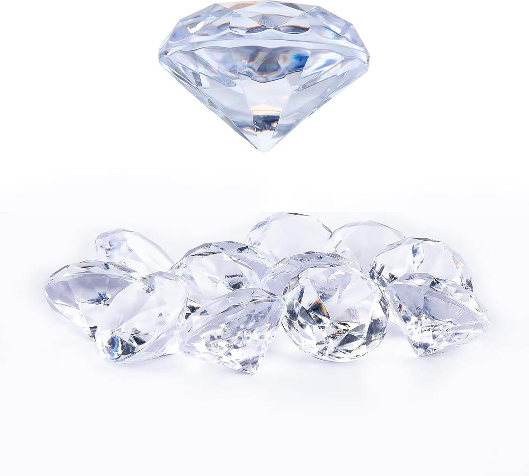 Niceup 26PCS Fake Diamonds Gem Toys, 1.5in Clear Pool Diving Gems Acrylic Plastic Gemstones for Kids, Party Décor Jewels Treasure Hunt Hiding Sensory Bin Filler Toys Craft Supplies