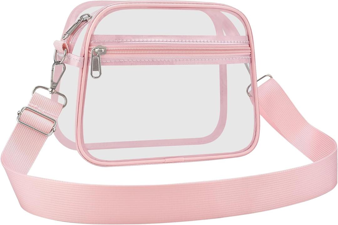 Clear Bag for Stadium Events Mini Small Clear Purse Clear Bag for Stadium Events Concert Sport Work (Pink)