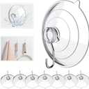 Hangerspace Suction Cup Hooks, 2.5 Inches Clear Suction Cups with Metal Hooks Large Suction Cup for Kitchen Bathroom Shower Wall Window Door - 8 Pack