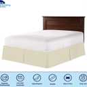 Magic Bed Skirt Queen Size 12 Inch Drop 100% Cotton Blend No Mattress Lifter Wrap Around Bed Skirt with Non Split Corners - Color Cream
