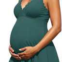 Charmo Ribbed Maternity Swimsuit One Piece Swim Dress Scalloped V Neck Pregnancy Bathing Suit 2026 Skirt Swimwear, Medium