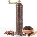Handmade Turkish Pepper & Coffee Grinder, Refillable Turkish Spice Mill with Adjustable Coarseness, Manual Coffee Mill with Handle, Coffee Grinder Metal with Hand Crank 22 cm-8.66 inch (Bronz)