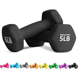 Balelinko Home Gym Equipment Workouts Strength Training Weight Loss Pilates Weights Yoga Sets Free Weights for Women, Men, Seniors and Youth, 5LB Black, Pair