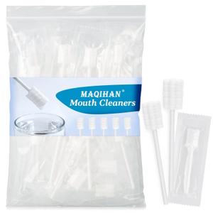 MAQIHAN 50Pcs Baby Tongue Cleaner - Baby Oral Cleaner Newborn Tongue Cleaner for Infants Bulk Disposable Thrush Brush for Babies Individually Wrapped Cotton Gauze Mouth Cleaner for Mouth Gum Cleansing