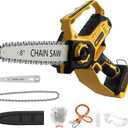 Mini Chainsaw for Dewalt 20V Max Battery, 8-Inch and 6-Inch 2-IN-1 Cordless Electric Chain saw with Brushless Motor and Auto-Oiler, 800W Hand Mini Chainsaw for Tree Pruning Wood Cutting(No Battery)