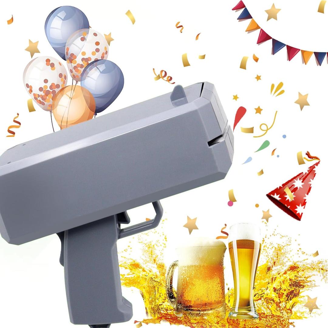Money Gun (Gray), Dollar Gun,Make It Rain Money Spray Gun for Birthday Wedding Party, Night Club with 100 PCS