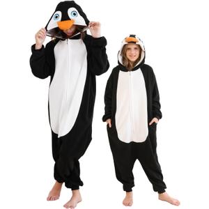 Unisex Adult Onesie Pajamas, Polar Fleece, Cosplay, Animal Onesie Halloween Costume, and Homewear (4-6 Years, Penguin)