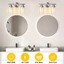 Unicozin 2 Light Vanity Lights, Brushed Nickel Wall Sconce Light with Clear Glass, Bathroom Light Fixtures, Wall Lights for Mirror, Living Room, Bedroom, Hallway, E26 Base (Bulbs Not Included)