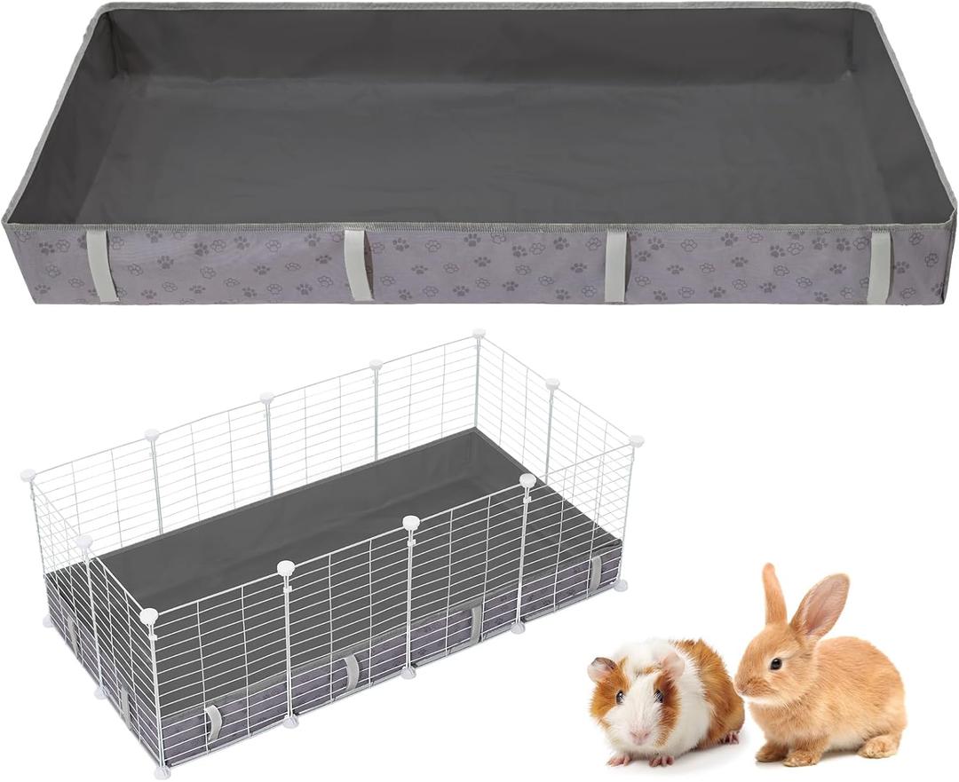 Funfurry Waterproof Guinea Pig Cage Liner,Washable Tarp Bottom Base,Cage Liners for Small Animals,Hamster Chinchilla Hedgehog Ferret Rabbit. (Dark Grey-Paw, 24" X 48")