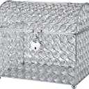 MDLUU Wedding Card Holder Box, Treasure Chest Wedding Money Box with Heart Shaped Lock, Crystal Bead Card Receiving Box for Wedding, Birthday, Graduation (Silver)