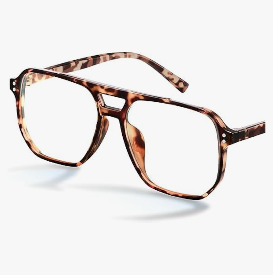 livho Blue Light Blocking Glasses, Fashion Fake Oversized Aviator Vintage Glasses, Retro Pilot Computer Glasses for Women/Men