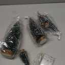 Mini Christmas Tree with Lights, Small Table Top Decorations, Desktop Miniature Pine Tree Xmas Holiday Decor Indoor Home, Bottle Brush Trees with Wooden Base, 5 Pcs with Light