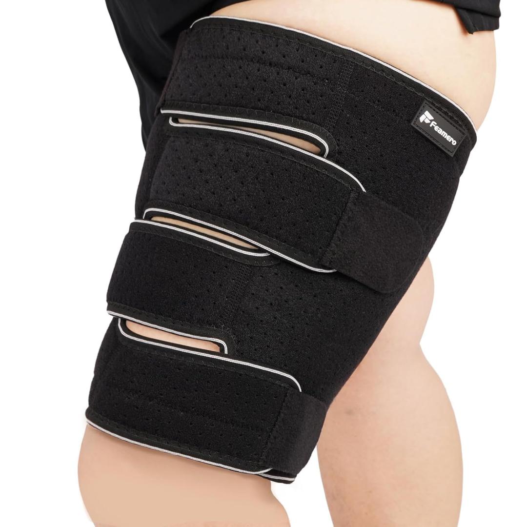 Feamero Plus Size Thigh Compression Wrap for Lymphedema & Swelling Relief, Adjustable Thigh Sleeve for Circulation & Muscle Recovery, Support for Men and Women (Tall, 2XL)