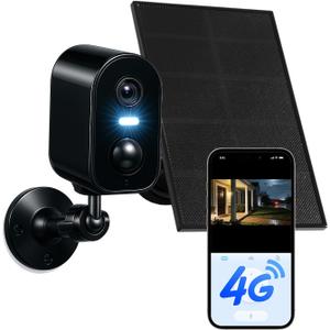 KKB No WiFi Security Camera, 4G LTE Cellular Solar Cameras Outdoor with Built-in SIM, 2K Wireless Battery Powered Camera, No Internet Needed, PIR Motion Sensor, Color Night Vision, 2-Way Audio