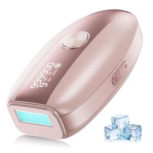 Laser Hair Removal IPL Hair Removal Device for Women & Men,Safe At-Home 5 Ice-Cooling,Painless & Long-Lasting Results,86% Less Hair In 3 Weeks for Full Body & Face,Manual & Auto Mode (Pink)