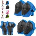 WayEee 6PCS Kids Protective Gear Set, Knee Pads for Kids 3-10 Years Old, Toddler Knee Pads and Elbow Pads, Wrist Guards Set, Skating Cycling Bike Rollerblading Scooter, Upgraded & Durable Material (Blue), S