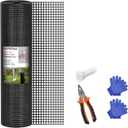 HOPERAN Black Hardware Cloth 1/2 inch 36 x 50 Ft Mesh 19 Gauge PVC Coated Chicken Wire - Vinyl + Galvanized Double Coated Fence - Welded Wire Mesh Roll for Chicken Coop Fencing Garden Fencing