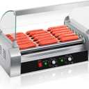 SYBO Hot Dog Roller - 18 Capacity, Non-stick Stainless Steel Rollers, Detachable Glass Cover, 1000-Watts, ETL Certified