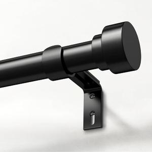 Heavy Duty Curtain Rods for Windows 66 to 120 Inch,1 Inch Adjustable Black Curtain Rod with Easy Installation and Modern Design,Decorative Long Drapery Rods with Metal Finials (A1,Black,40-183")