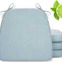 Geetery 4 Pcs Checkered Chair Cushion for Dining 17"x16"x2" Thick Buffalo Plaid Non-Slip Chair Pad with Tie and Removable Cover for Home Outdoor Patio Indoor Seat Cushion (Solid Color,Light Blue)