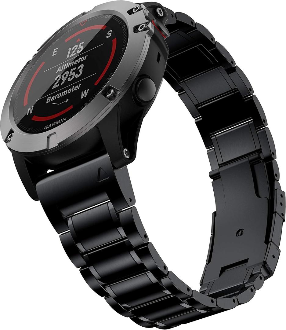 Band Compatible with Fenix 8 51mm/ Fenix 7X/ Fenix 6X Band, 26mm Titanium Metal Band Quick Fit Replacement Strap for Garmin Fenix 7X/ 6X Pro/ 5X/ 5X Plus/Enduro 3/tactix 7 Bands, Black