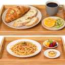 2 Pack Bamboo Serving Tray with Handles, Portable Bed Tray for Breakfast Dinner, Eating Trays for Living Room,Restaurants