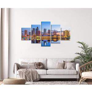 Tampa Bay Skyline Wall Art Tampa Florida Wall Decor Tampa Canvas Print Tampa Pictures Framed Night Cityscape Painting Poster Holiday Gift Home Living Room Decorations(48''Wx32''H) (60L" x 32W")