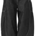 Nutriangee Men's Baggy Barrel Wide Leg Jeans for Men Women Loose Fit Streetwear Y2k Hip Hop Denim Pants (28, Black 166)