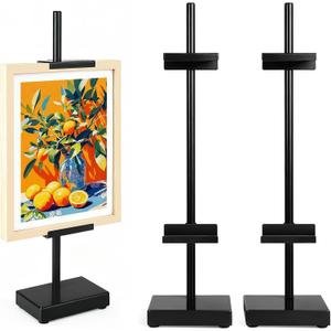 Adjustable Tabletop Easel Stand, Black Picture Easels for Display Up to 17" H, Metal Picture Frame Holder Stand Table for Art, Photo (2 Pack)