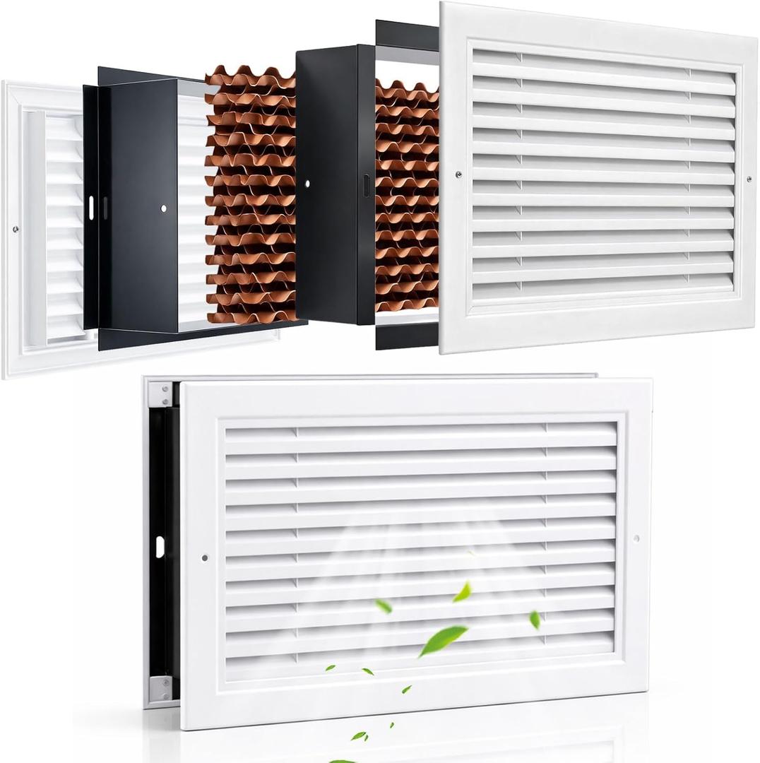 14" x 8" Room to Room Air Transfer Fan Vent Kit, 5 Pcs Return Air Pathway Wall to Wall Vent for Sidewalls, Limit Sound and Light Transfer