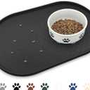 KPWACD Pet Feeding Mat for Dogs and Cats, Silicone Dog Placemat Non-Slip Waterproof Bowl Mats Prevent Food and Water Overflow, High-Lips Puppy Dish Tray Mat Suitable for Large Medium Small Pets, Black