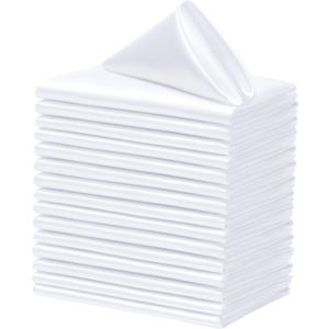 16 Pack Square Satin Dinner Napkins, 17x17 Inches Silky Soft Smooth Table Cloth Napkins for Restaurant Weddings Banquet Party Decoration, White (17" x 17" (Set of 16), White)