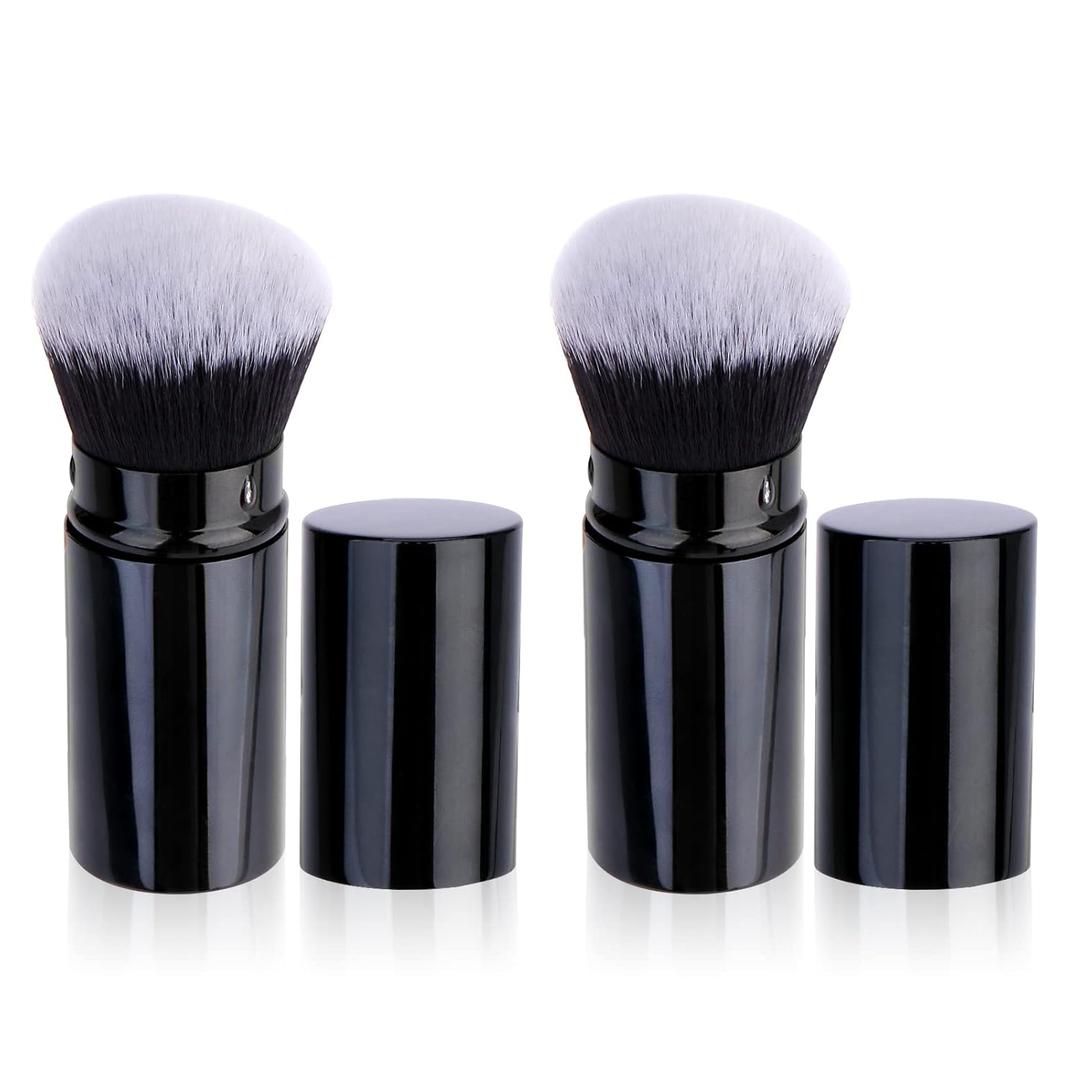 UNIMEIX Makeup Brush Sunscreen Applicator Retractable Kabuki Blush Brush Foundation Brush for Liquid Makeup, Bronzer, Cream or Powder (2 Pack, Black)