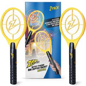 ZAP IT Bug Zapper Electric Fly Swatter Racket - High Power 4000 Volt Indoor Mosquito Zapper - USB Rechargeable Bat for Indoor and Outdoor - Portable Mini Electric Bat for Flies - Large 2 Pack, Yellow