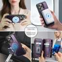 Defencase for iPhone 15 Pro Max Magnetic Wallet Case Compatible with Magsafe with RFID Blocking Zipper Strap Card Holder for Women Men, PU Leather Detachable Case for iPhone 15 Pro Max (6.7"), Purple
