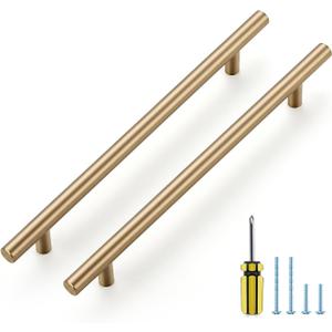 Ravinte 10 Pack Kitchen Cabinet Handles Champagne Bronze 7-1/2 Inch Hole Center Stainless Steel Pulls for Dresser Drawer Cupboard Handles with Screwdriver, 10 Inch Length