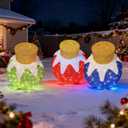 3Pack Outdoor Christmas Ornaments Set, 3D Lighted Pop-Up Outdoor Holiday Xmas Ball Decoration with 240 LED Lights, 8 Light Modes, Christmas Standing Ball Ornaments Decor for Yard Home - Red/Blue/Green