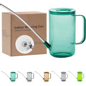 Long Spout Watering Can Indoor, Small Watering Cans for House Plants, Flowers, Succulents 33.8oz(Green)
