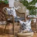 Black and White Outdoor Pillow Covers 18x18 Inch Waterproof Farmhouse Square Decorative Throw Pillows Covers for Patio Couch Floral Pattern Sofa Tent Pillowcases Set of 2
