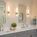 Gold Wall Sconces Set of Two 15 inch 5CCT Dimmable Bathroom Sconce with Acrylic Shade LED Hardwired Wall Light Fixtures for Bathroom Living Room Bedroom Hallway, 2 Pack