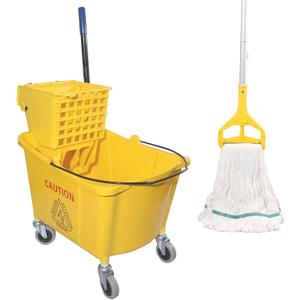 Midoneat Commercial Mop  with Side Press Wringer on Wheels, Including One Commercial Mop, 35 Quart, Yellow