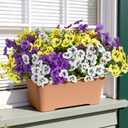 18 Pcs Artificial Flowers for Outdoors, UV Resistant Faux Silk Pansy Flowers, Spring Summer Fake Flowers Plants for Front Porch Yard Patio Planter Garden Home Decor (Purple, Yellow, White)